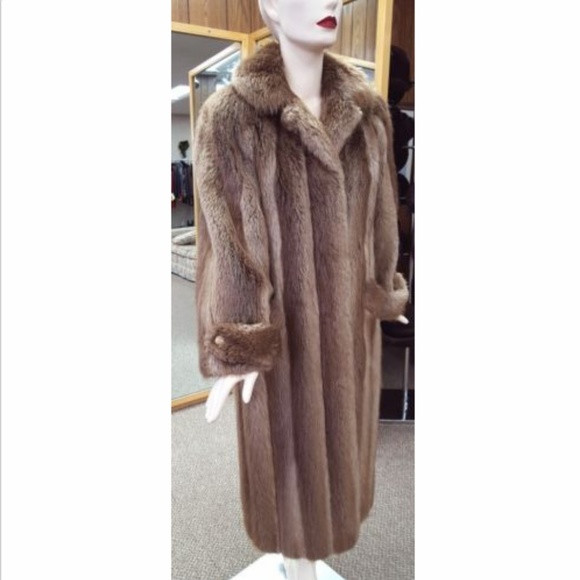 Blond Letout Long Hair Beaver Fur 48” Coat - Picture 3 of 5